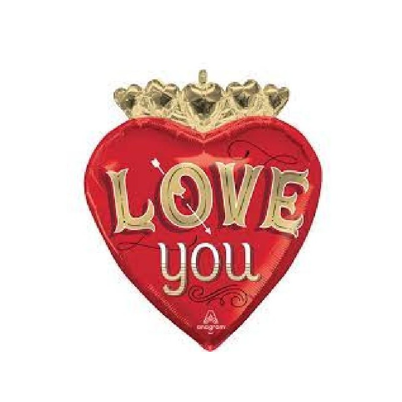 FOIL CUORE ROSSO+CORONA ORO 50x58cm SCRITTA LOVE YOU ORO [8413053-00.jpg]