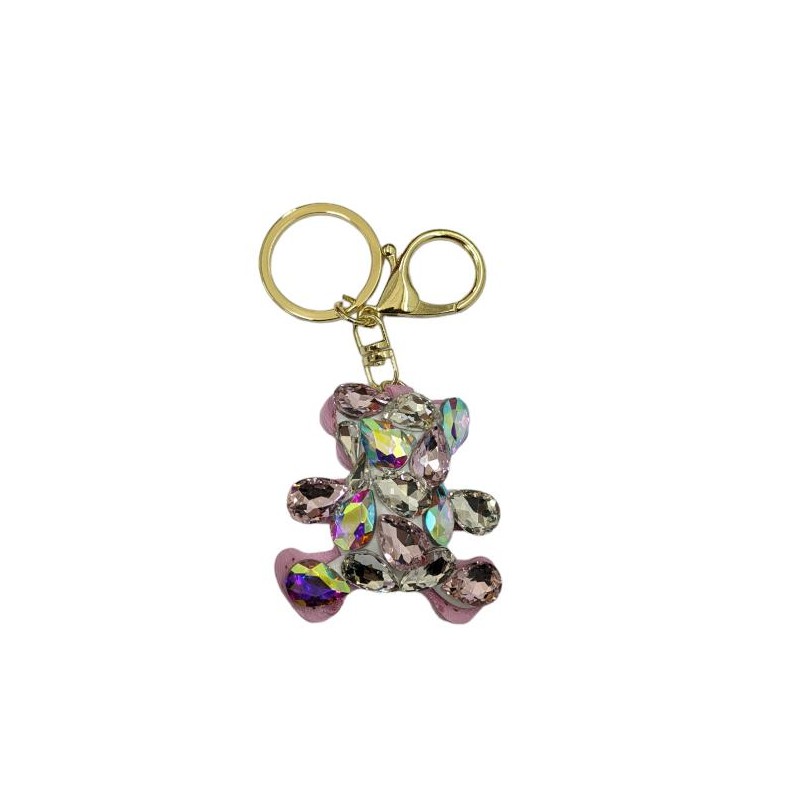 PORTACHIAVI ORSETTO DIAMANTI ROSA [0300246-00.jpg]