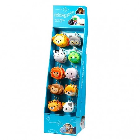 CUSCINO DA VIAGGIO CON MASCHERA RELAX FANTASIA ANIMALI [0017560-00.jpg]