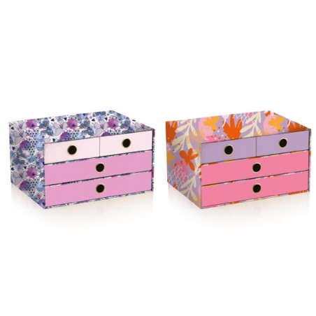 CASSETTIERA CARTONE 4 CASSETTI SEVEN FARFALLE/FIORI [0040405-00.jpg]