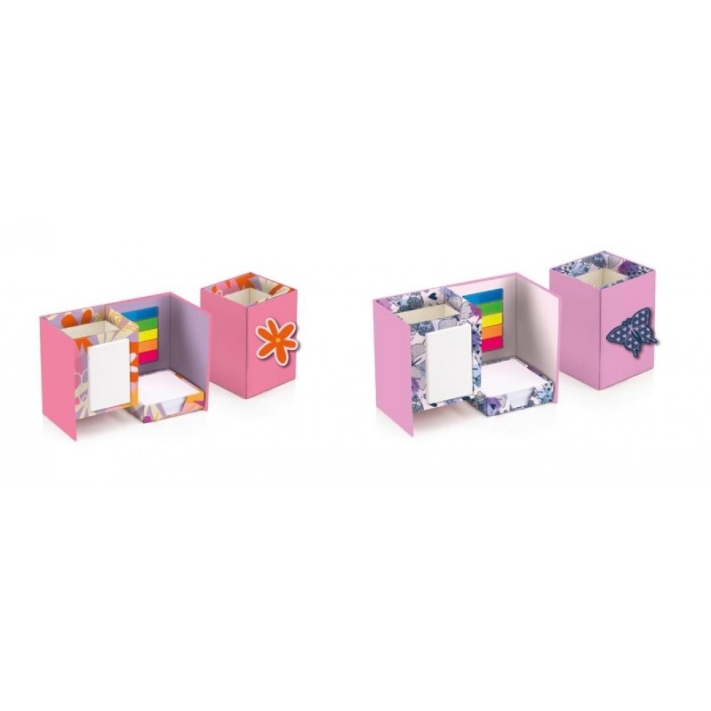 ---PORTAPENNE+PORTACUBO RICHIUDIBILE SEV POST-IT SEGNAPAGINA FARFALLE/FIORI [0040406-00.jpg]