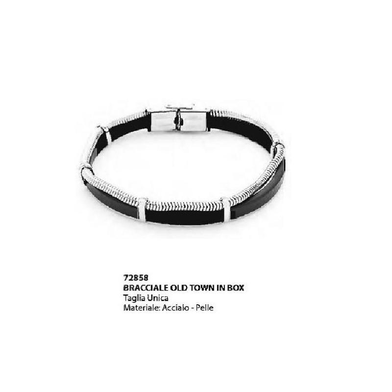 BRACCIALE OLD TOWN ACCIAIO E PELLE [0072858-00.jpg]