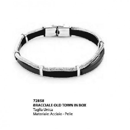 BRACCIALE OLD TOWN ACCIAIO E PELLE [0072858-00.jpg]