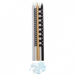 CANDELE RIGHE-POIS 10pz-16cm NERO/ORO [8840204-00.jpg]
