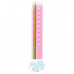 CANDELE RIGHE-POIS 10pz-16cm ROSA/ORO [8840205-00.jpg]