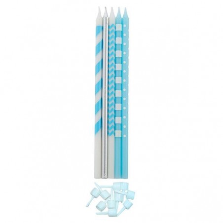 CANDELE RIGHE-POIS 10pz-16cm AZZ/ARG [8840206-00.jpg]