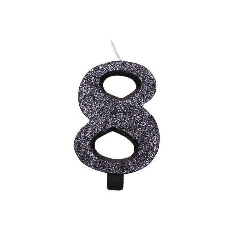 CANDELA GLITTER 10cm NERO nr.8 [8840328-00.jpg]