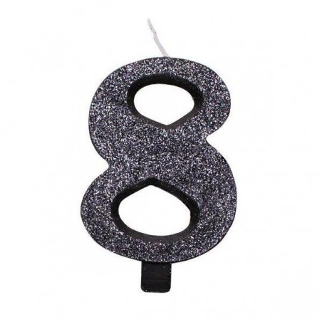 CANDELA GLITTER 10cm NERO nr.8 [8840328-00.jpg]