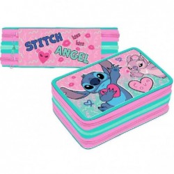 ASTUCCIO CORREDO 3 ZIP STITCH GIRL Eco A TRE SCOPMPARTI COMPLETO DI TUTTO L'OCCORRENTE PER LA SCUOLA [7121289-00.jpg]