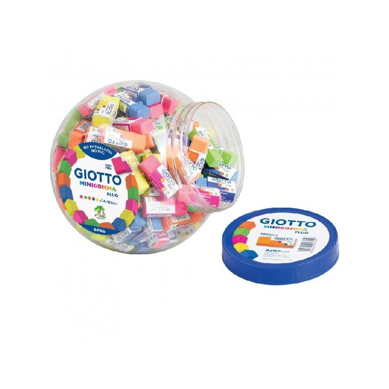 GIOTTO GOMMA MINI FLUO Boccia 120pz [FILA232700-00.jpg]